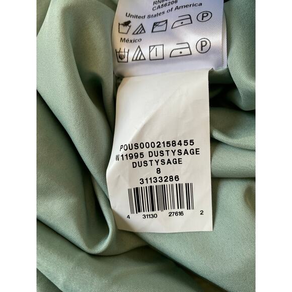 David's Bridal Spaghetti Strap Crepe-Back Satin Dress in Dusty Sage - Picture 13 of 13